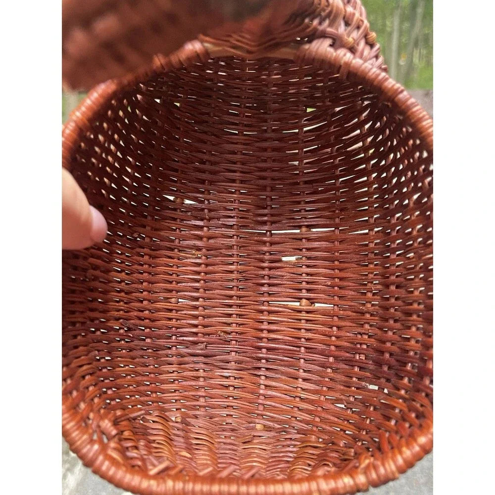 VTG Wicker Rattan Reindeer Basket Boho Woodland Christmas Centerpiece 11